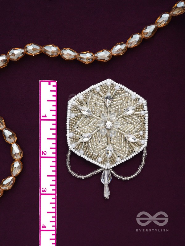 Tuhina- The Pristine Snowflake- Stones and Beads Embroidered Earrings