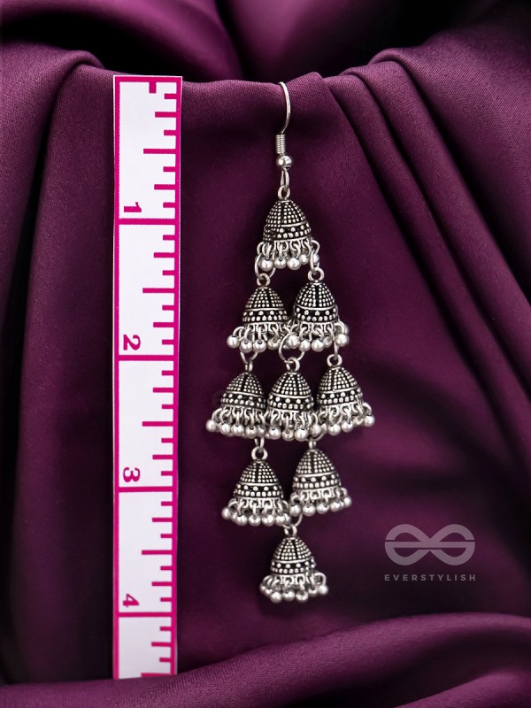 The Sheeny Web- Oxidised Statement Earrings