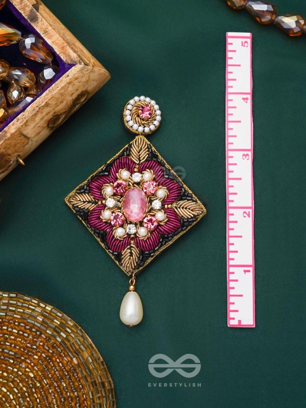 Kisalaya- The Delicate Bloom- Pearls and Stones Embroidered Earrings
