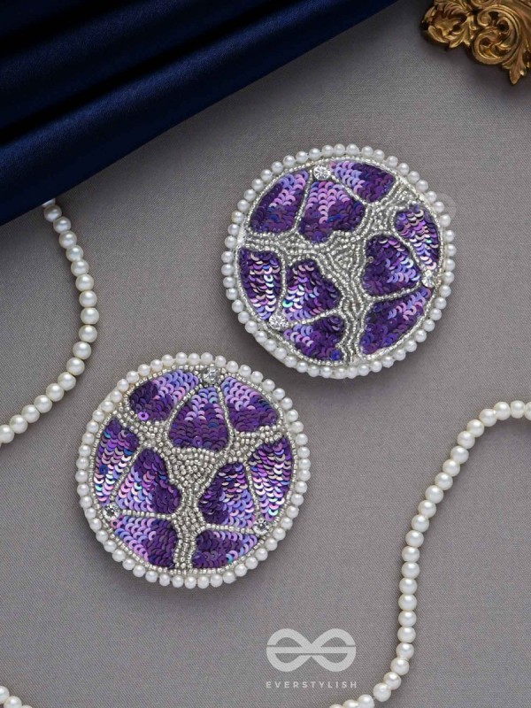 Samstara- Adorned with Flowers- Stones, Beads and Sequins Embroidered Earrings