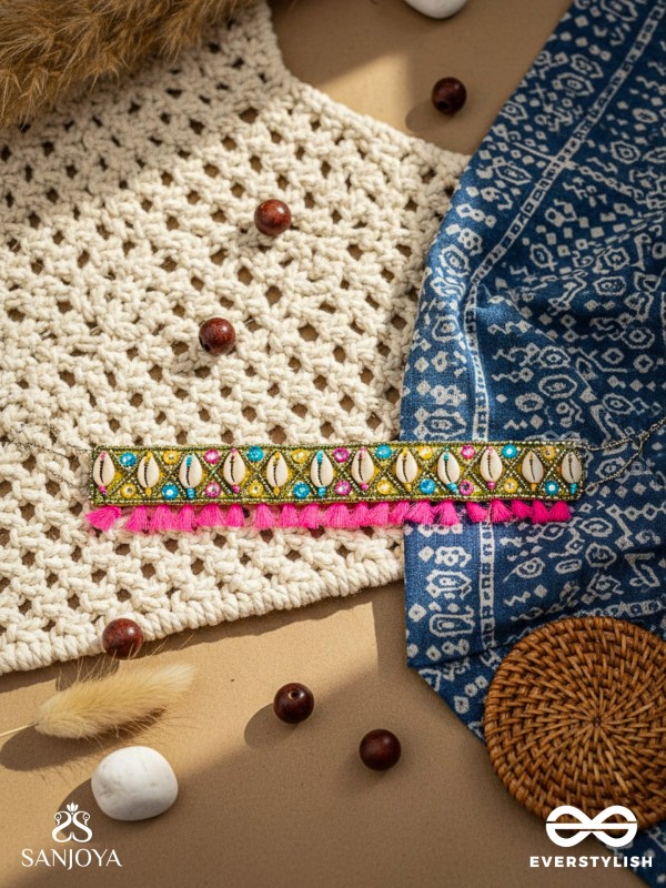 Dyotana - The Sparkling Colors - Shells, Resham And Mirror Hand Embroidered Choker Neckpiece