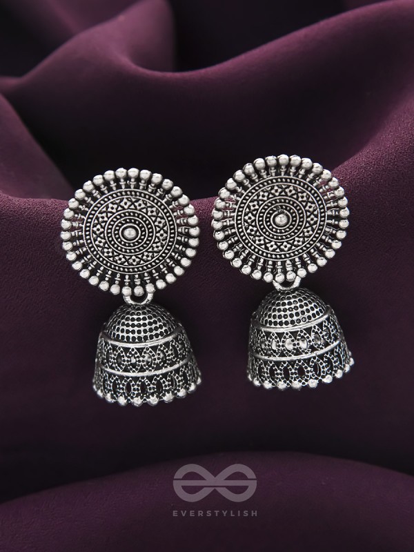 The New Moon- Oxidised Jhumka Earrings