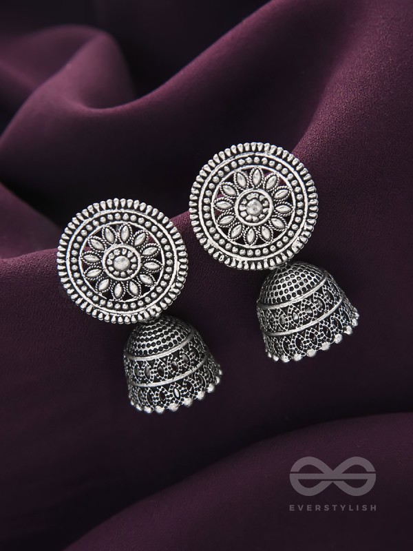 The Sun Glare- Oxidised Jhumka Earrings