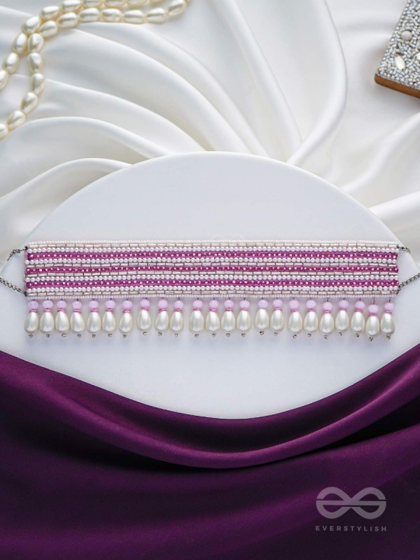Aneeka- The Colorful Lanes- Pearl and Glass Beads Embroidered Choker Necklace