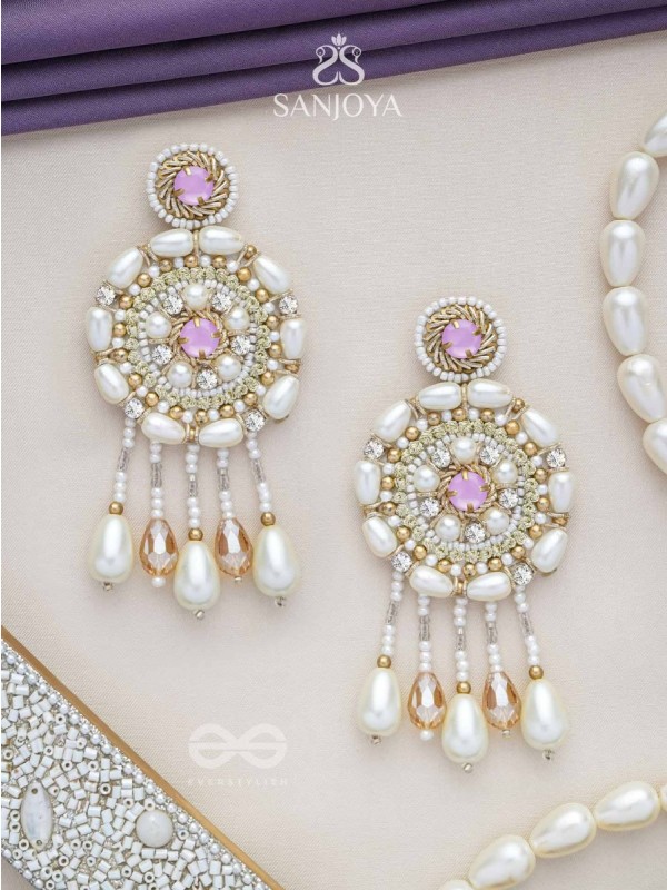 Valaaya- The Decorated Spheres- Pearl and Stone Embroidered Earrings