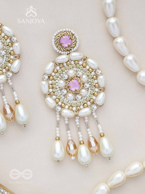 Valaaya- The Decorated Spheres- Pearl and Stone Embroidered Earrings
