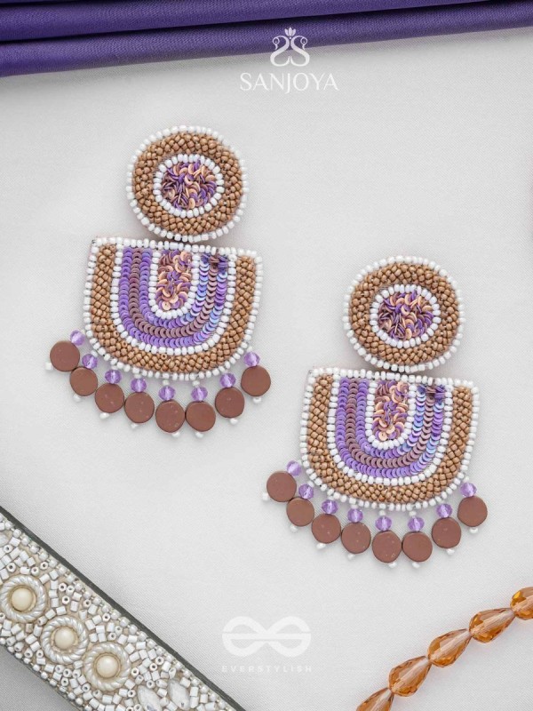 Aashyam- The Setting Sun- Beads and Sequins Embroidered Earrings