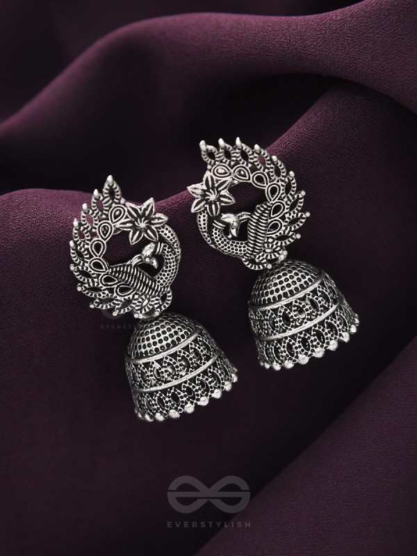 The Bird of Wonder- Oxidised Jhumka Earrings