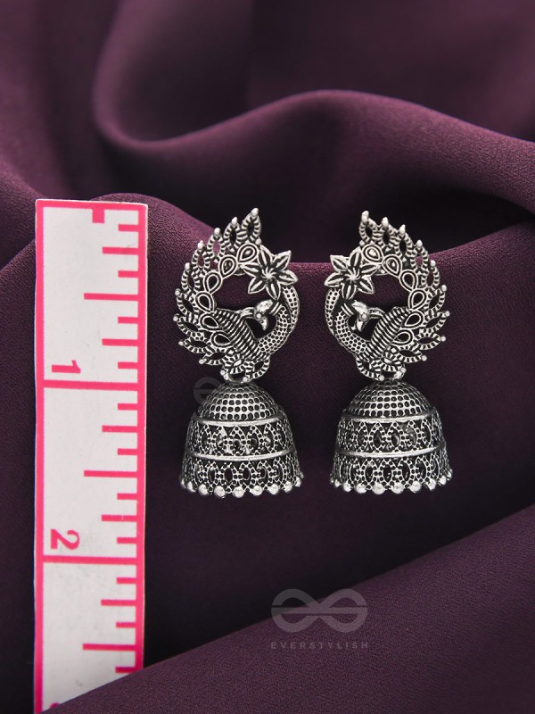 The Bird of Wonder- Oxidised Jhumka Earrings