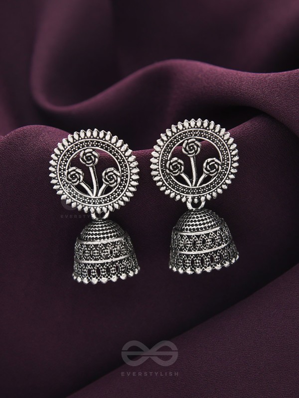 In Full Bloom- Oxidised Jhumka Earrings