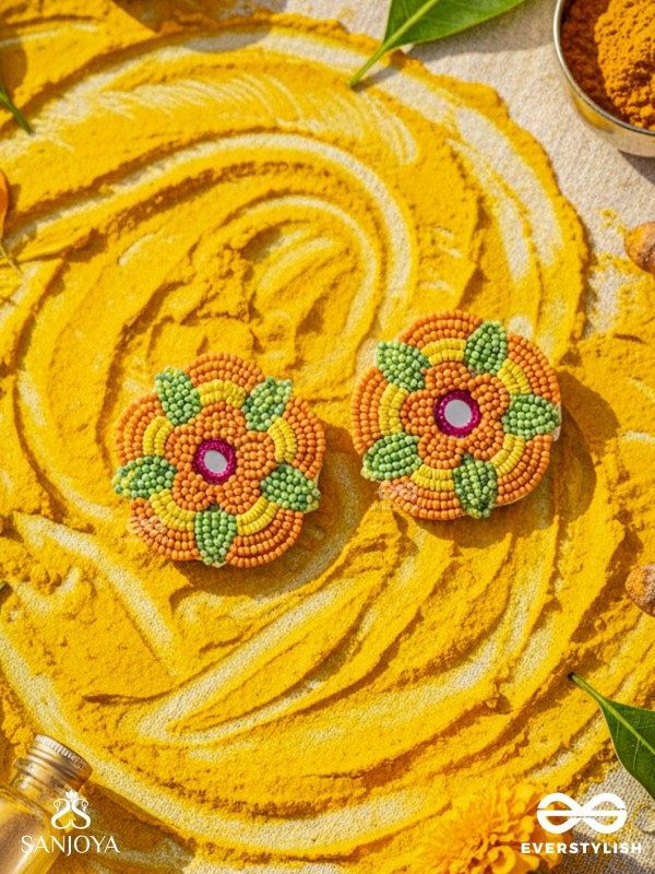 Maneeka- The Beautiful Bloom- Mirror and Resham Embroidered Earrings