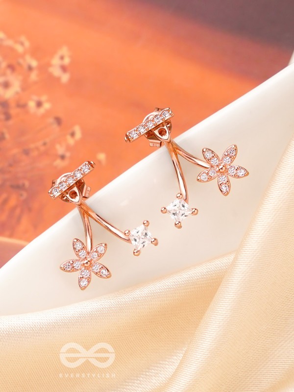 The Blossoming Vine- Golden Stud CZ Ear-Jackets