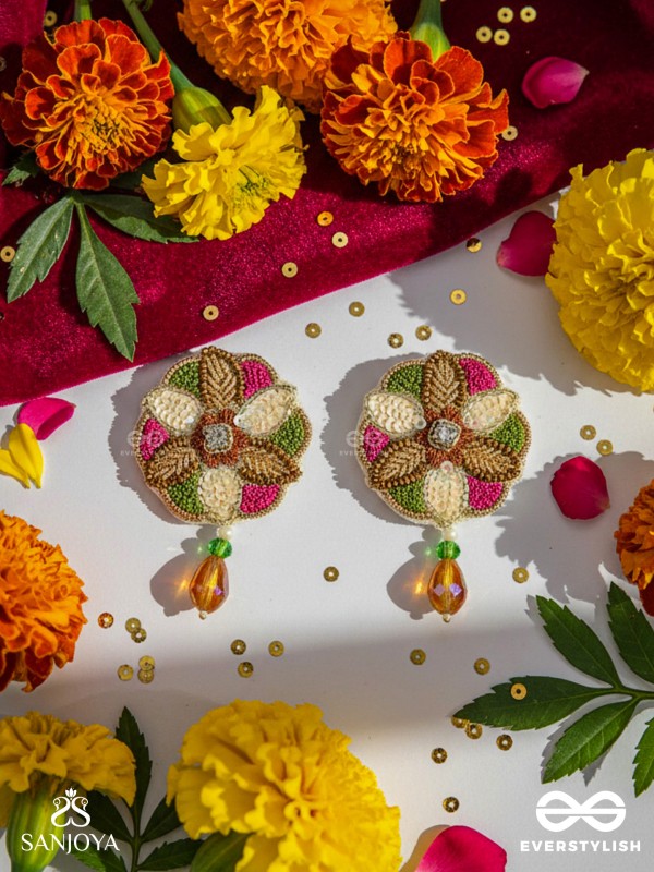 Vaarksha- The Colorful Forest- Resham, Sequins and Beads Embroidered Earrings