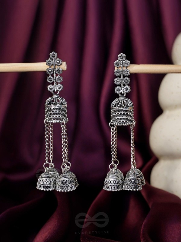 The Temple BellsOxidised Jhumka Earrings
