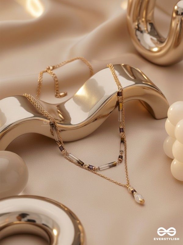 The Glazy Droplet - Golden Layered Necklace With Anti-Tarnish Coating