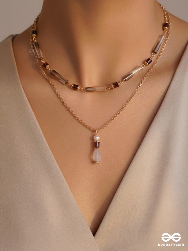 The Glazy Droplet - Golden Layered Necklace With Anti-Tarnish Coating