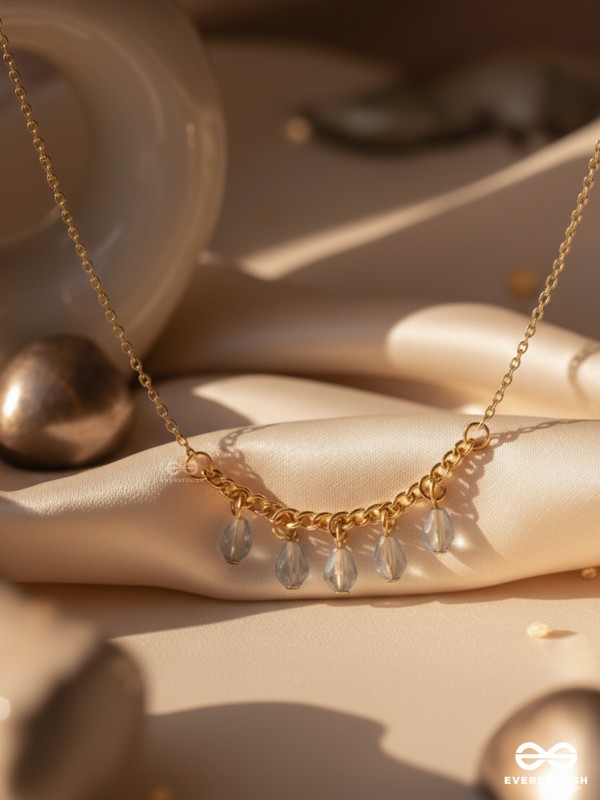 The Dripping Rain- Golden Embellished Necklace With Anti-Tarnish Coating 