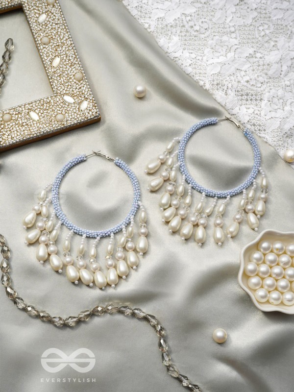 Mihika- The Splendid Snow- Pearls and Beads Embroidered Earrings