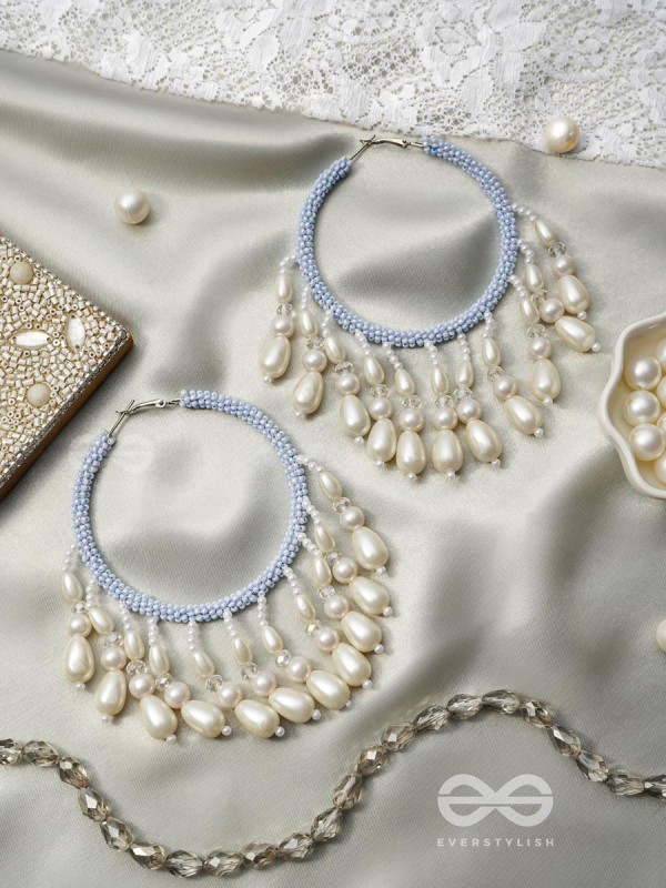 Mihika- The Splendid Snow- Pearls and Beads Embroidered Earrings