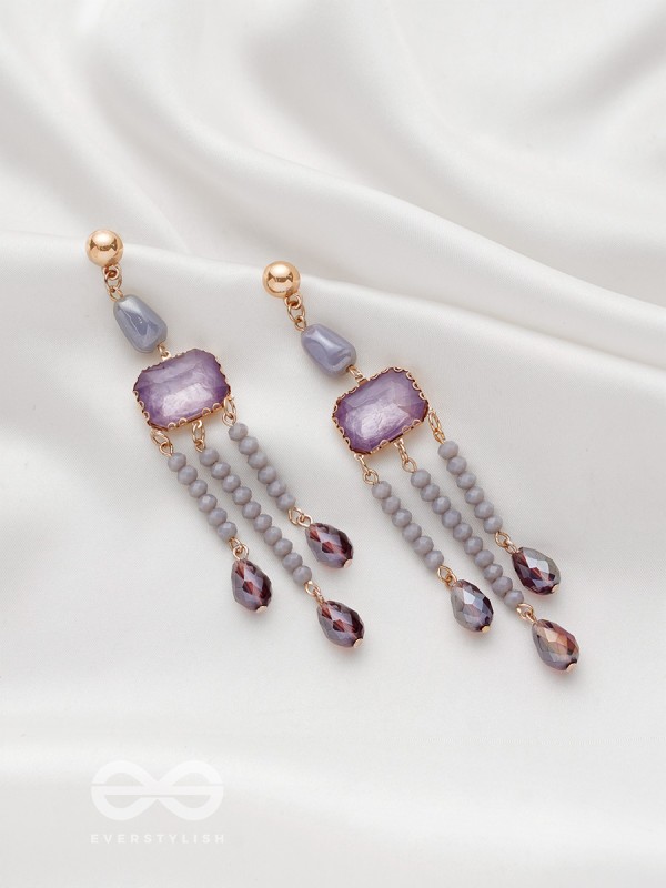 The Wine Drizzle- Golden Embellished Earrings