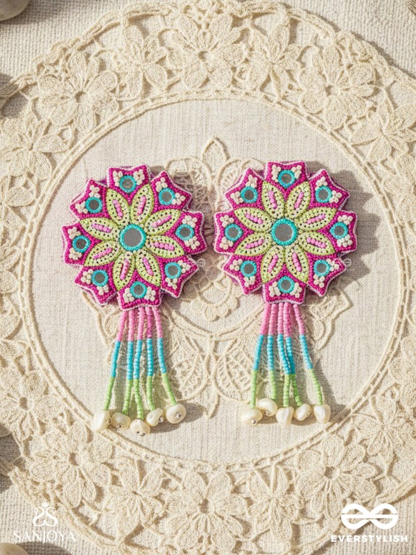 Vyoman- The Skies- Mirror, Resham and Sequins Embroidered Earrings 