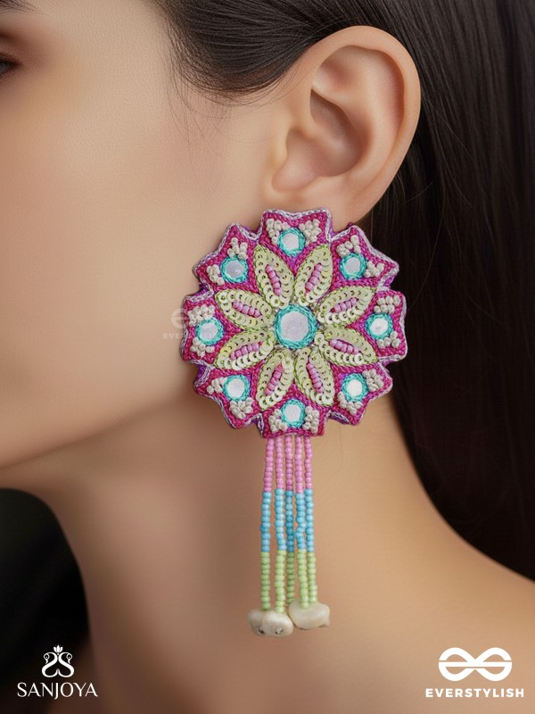 Vyoman- The Skies- Mirror, Resham and Sequins Embroidered Earrings 