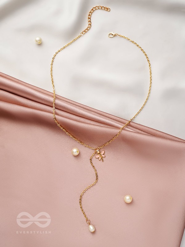 The Moth N Flame- Golden Embellished Necklace With Anti-Tarnish Coating 