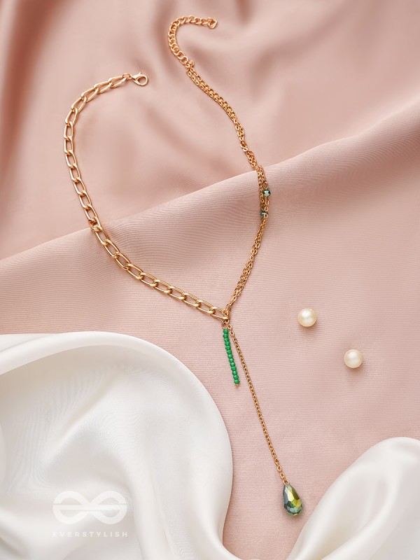 Drop In The Ocean- Golden Embellished Necklace With Anti-Tarnish Coating 