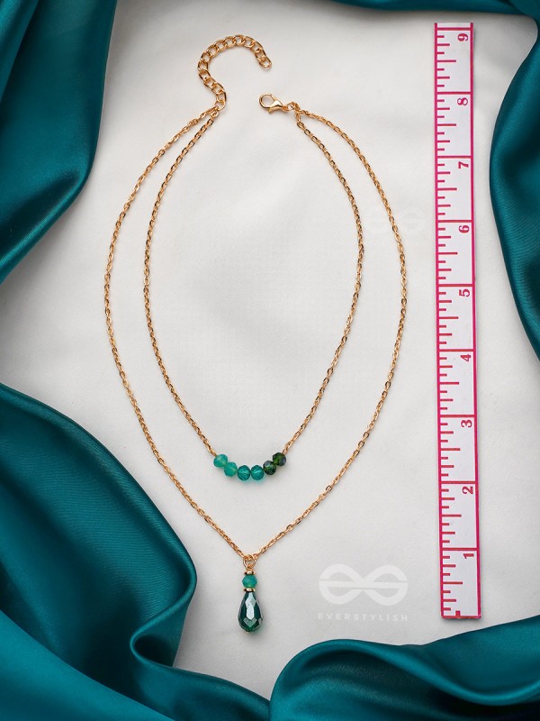 The Sea Of Emeralds- Golden Embellished Necklace With Anti-Tarnish Coating