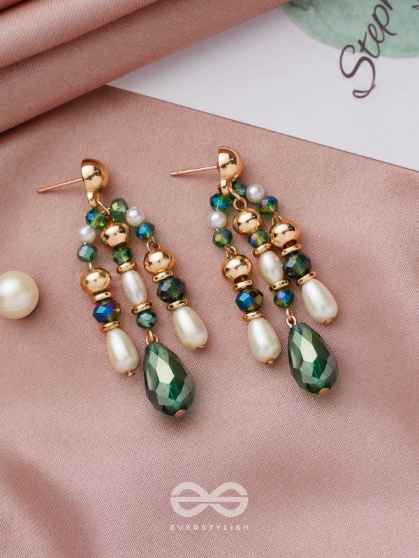 The Ever'green' Beauty- Golden Embellished Earrings