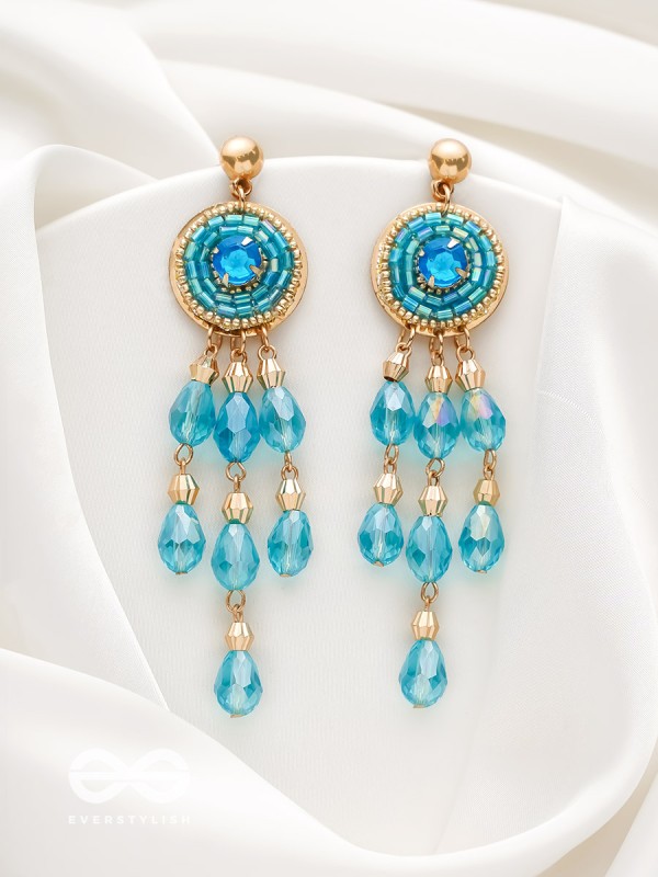 The Elixir Rain- Golden Embellished Earrings