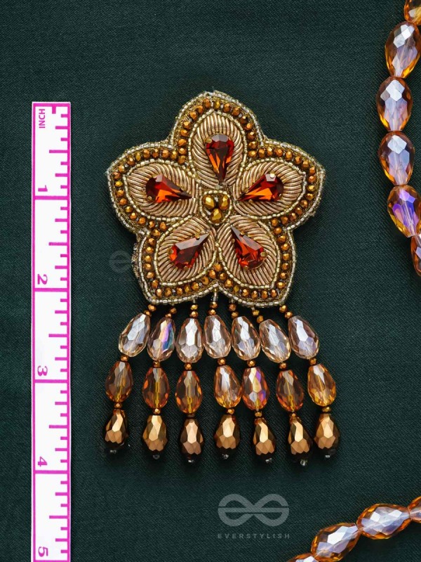 Aarksha - The Stellar Beauty - Stones, Dabka And Glass Drops Hand Embroidered Earrings