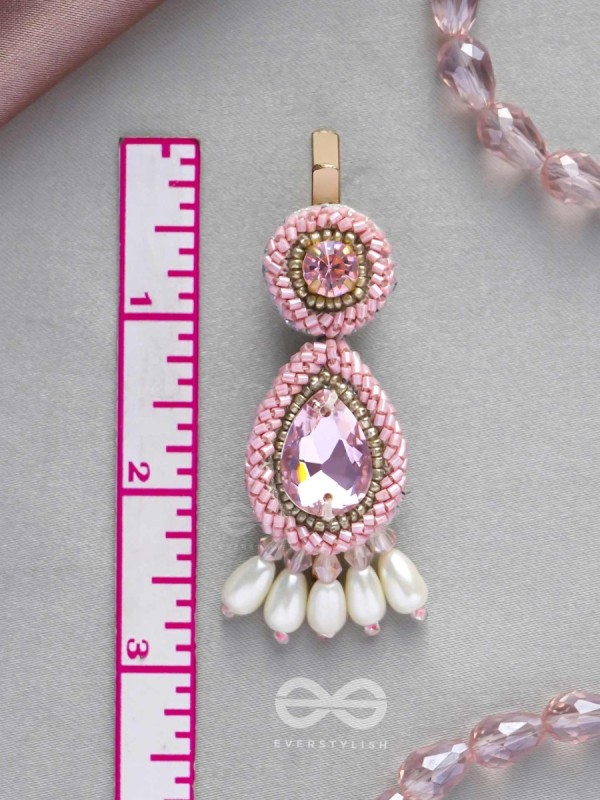 Aarakta- The Pink Beauty- Pearls and Stones Embroidered Hair Clips
