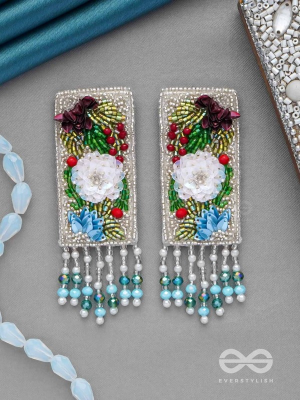 Devana- The Royal Garden- Sequins and Glass Beads Embroidered Earrings