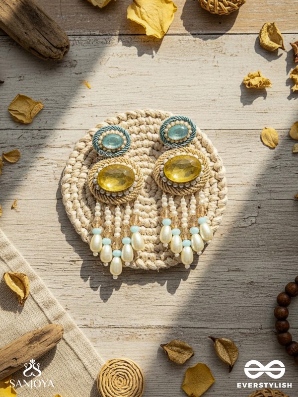 Ilvaka- The Celestial Enigma- Pearls and Stones Embroidered Earrings