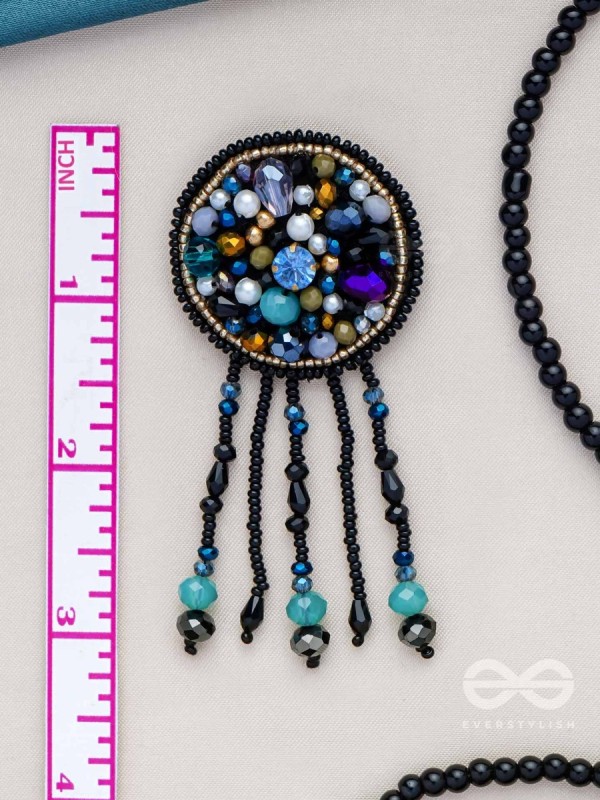 Velaam- The Sandy Beach- Stones and Glass Beads Embroidered Earrings