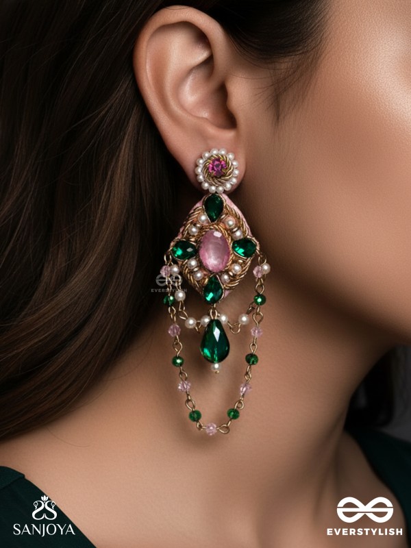 Samaalya- The Bejeweled Crown- Pearls and Stones Embroidered Earrings