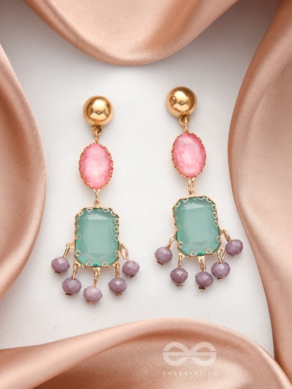 The Smoked Mirror- Golden Embellished Earrings