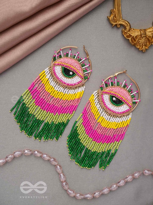 Preetimaya- Tears of Joy- Beads and Cutdana Embroidered Statement Earrings