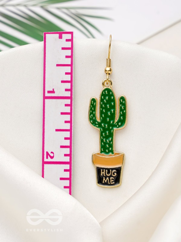 The Desert's Rose- Golden Cactus Enamelled  Earrings