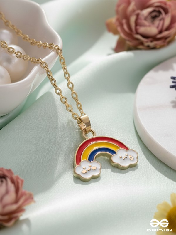 The Rainbow Colors- Golden Embellished Necklace With Anti-Tarnish Coating
