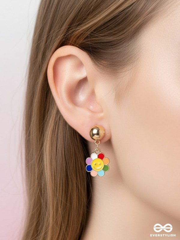 The Merry Bloom- Golden Embellished Earrings