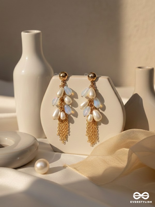 The White Garden- Golden Pearl Earrings