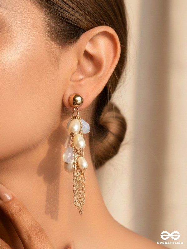 The White Garden- Golden Pearl Earrings