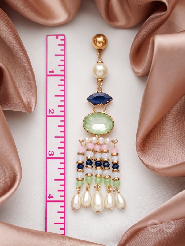 The Emerald Wave- Golden Embellished Earrings