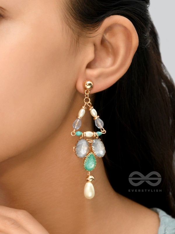 The Garden Swing- Golden Embellished Earrings