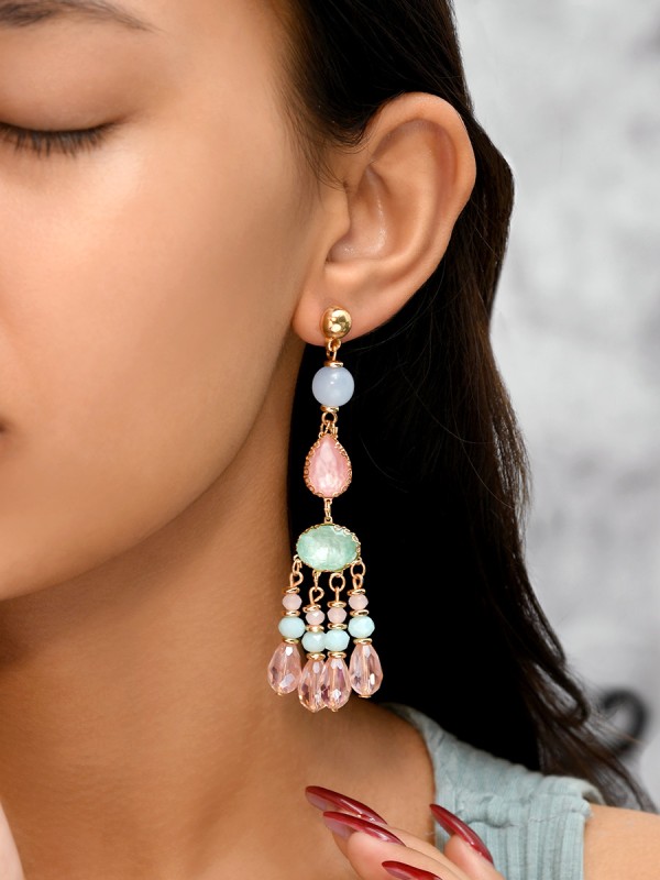 The Dazzling Drizzle- Golden Embellished Earrings