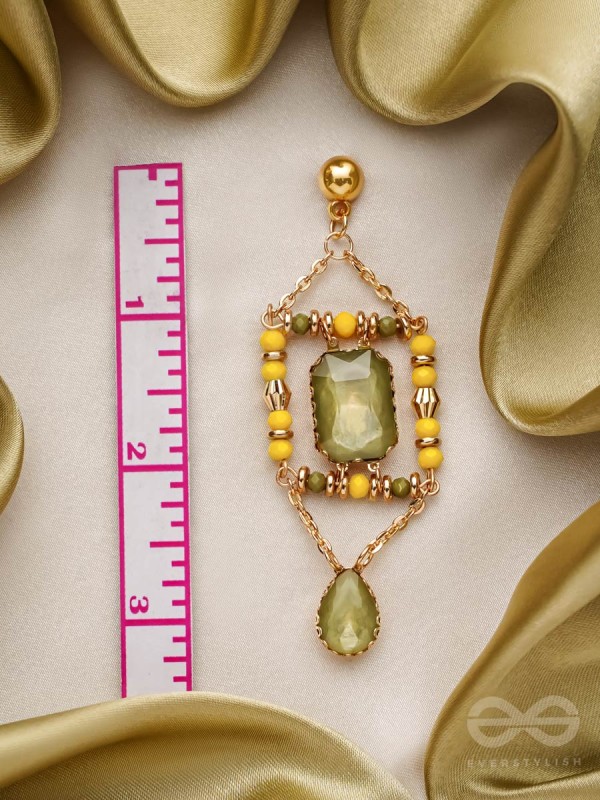 The Mirror Trap- Golden Embellished Earrings