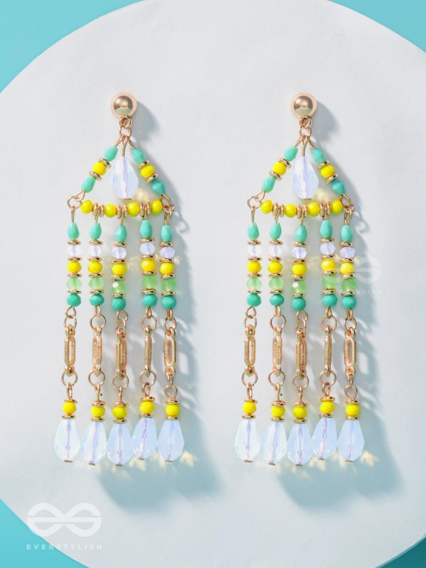 The Gushing Waterfall- Golden Embellished Earrings