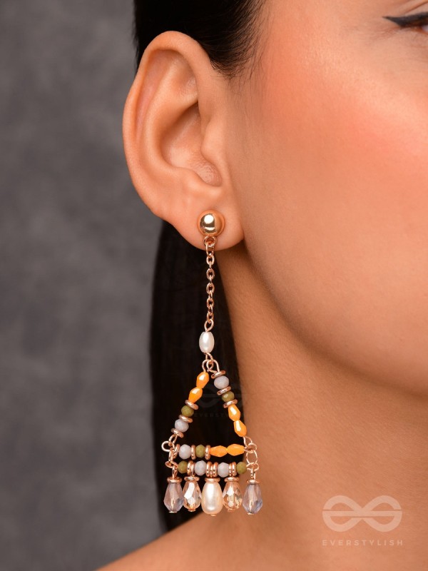 The Triangular Treasures- Golden Embellished Earrings